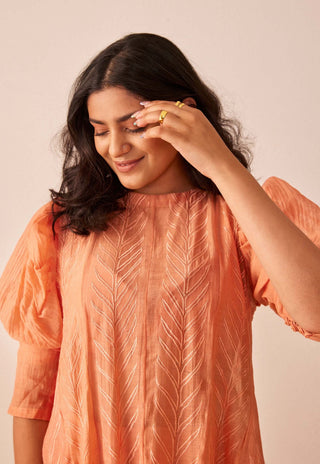The Right Cut-Peach Phoebe Kurta With Trousers-INDIASPOPUP.COM
