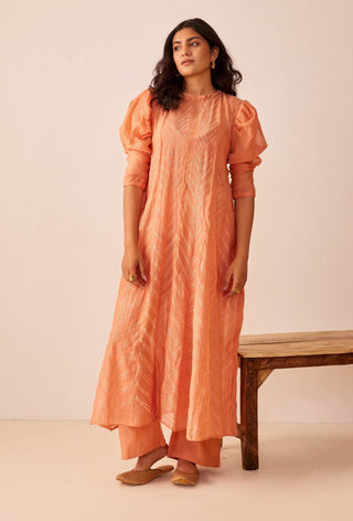 The Right Cut-Peach Phoebe Kurta With Trousers-INDIASPOPUP.COM