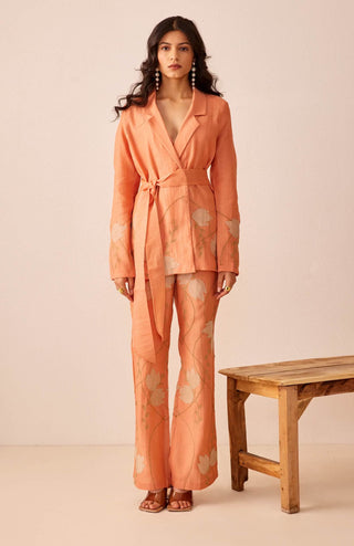 The Right Cut-Peach Yara Blazer Set-INDIASPOPUP.COM