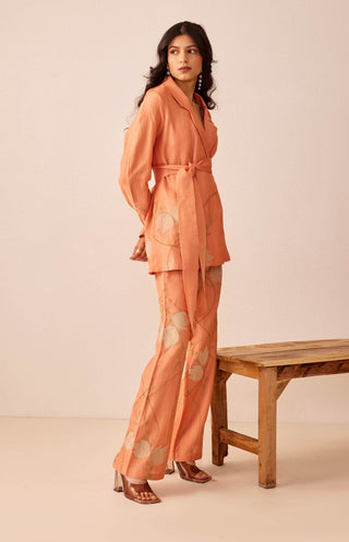 The Right Cut-Peach Yara Blazer Set-INDIASPOPUP.COM