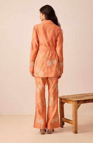 The Right Cut-Peach Yara Blazer Set-INDIASPOPUP.COM