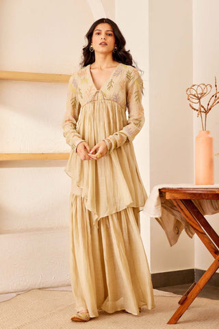 The Right Cut-Beige Grace Kurta Set-INDIASPOPUP.COM