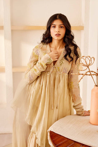 The Right Cut-Beige Grace Kurta Set-INDIASPOPUP.COM