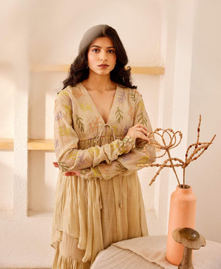 The Right Cut-Beige Grace Kurta Set-INDIASPOPUP.COM