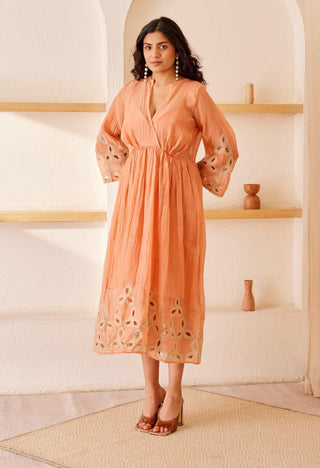 The Right Cut-Peach Maxine Dress-INDIASPOPUP.COM