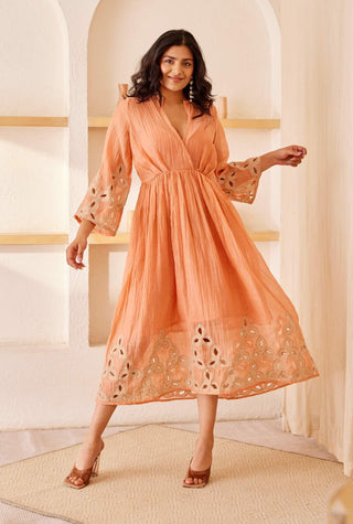 The Right Cut-Peach Maxine Dress-INDIASPOPUP.COM