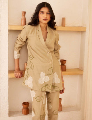 The Right Cut-Beige Hazel Blazer Set-INDIASPOPUP.COM