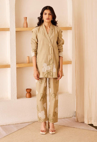 The Right Cut-Beige Hazel Blazer Set-INDIASPOPUP.COM