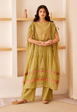 The Right Cut-Green Cora Kaftaan Set-INDIASPOPUP.COM