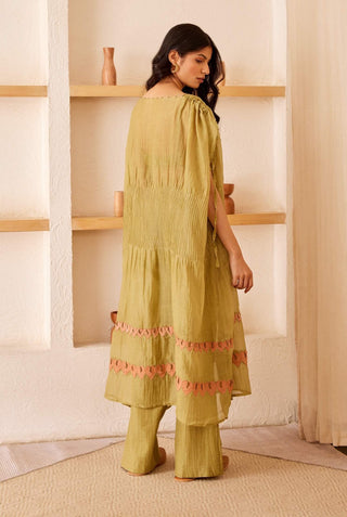 The Right Cut-Green Cora Kaftaan Set-INDIASPOPUP.COM