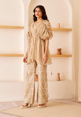 The Right Cut-Beige Anna Top With Pants-INDIASPOPUP.COM