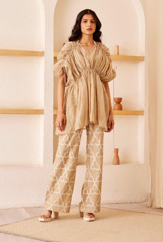 The Right Cut-Beige Anna Top With Pants-INDIASPOPUP.COM