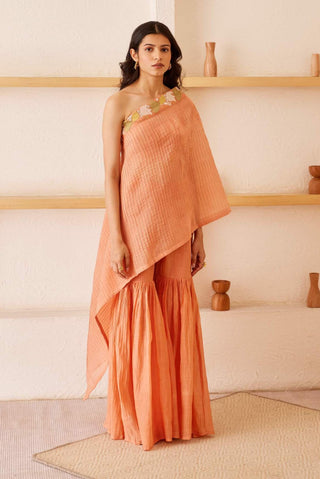 The Right Cut-Peach Océane Kurta With Pants-INDIASPOPUP.COM