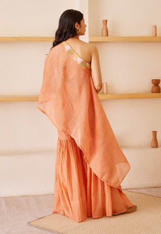 The Right Cut-Peach Océane Kurta With Pants-INDIASPOPUP.COM