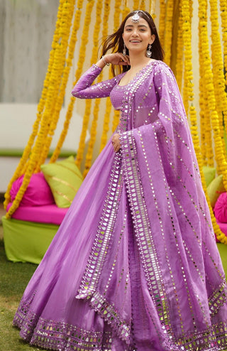 Purple Mirror Lehenga Set