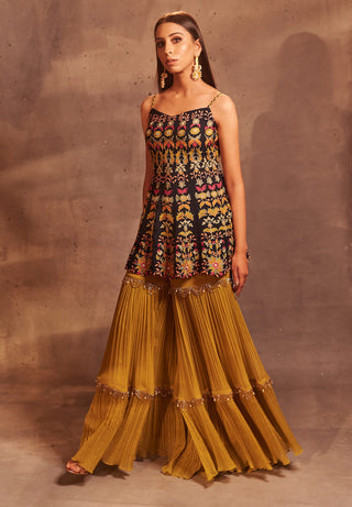 Aman Takyar-Charcoal Blue Sharara Set-INDIASPOPUP.COM