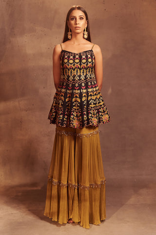 Aman Takyar-Charcoal Blue Sharara Set-INDIASPOPUP.COM