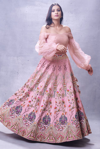 Aman Takyar-Light Pink Embroidered Lehenga Set-INDIASPOPUP.COM