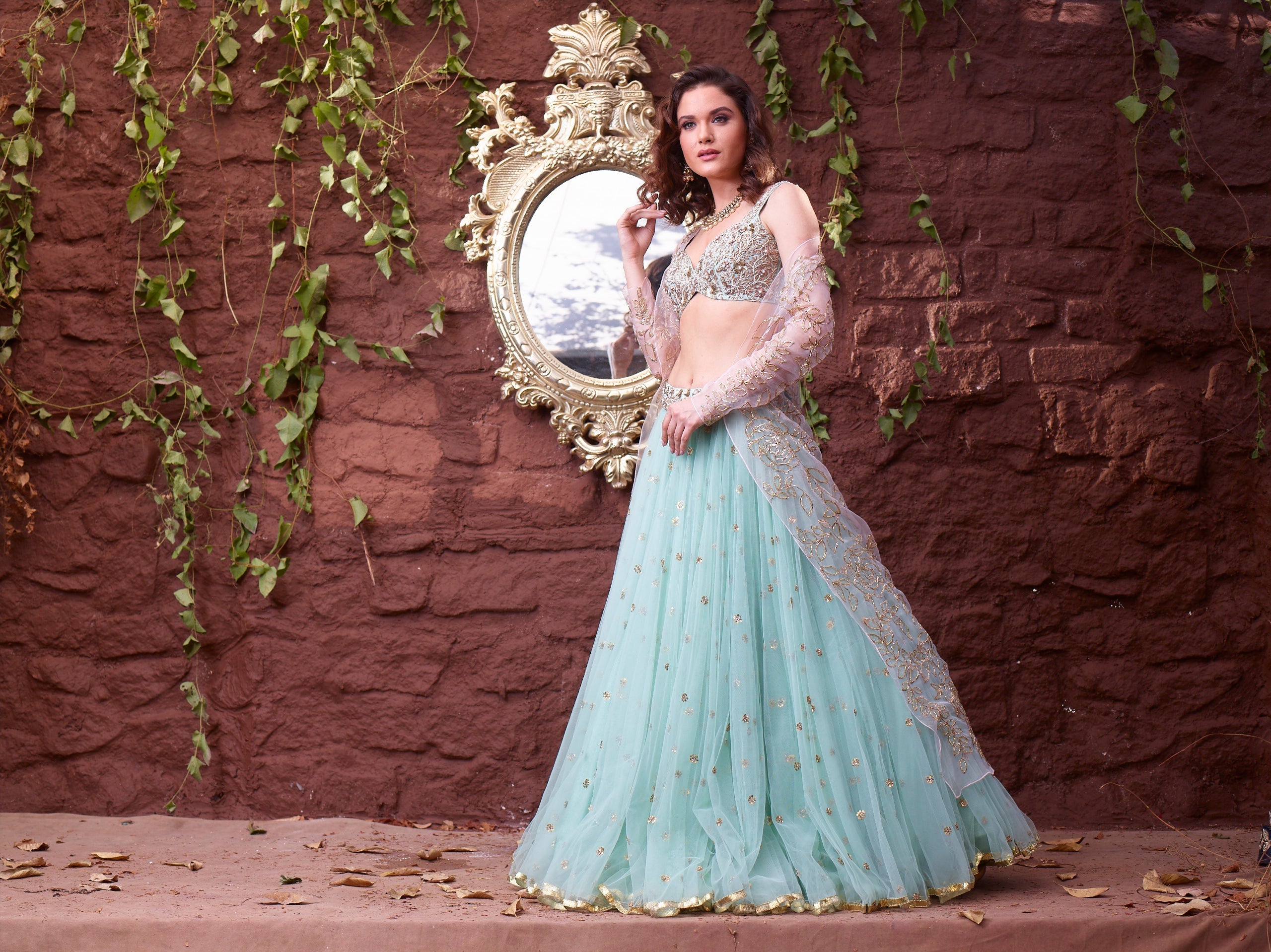 india dress Green Hand Embroidered Gown: Premium Indian by Raas length dress is the perfect choice for any festive occasion or special event. 49,414 India Dress Stock Photos