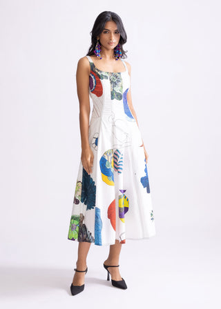 Emily Ivory Printed Dress by Saaksha & Kinni, available on Indiaspopup.com