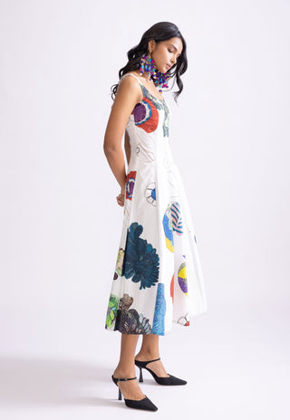 Emily Ivory Printed Dress by Saaksha & Kinni, available on Indiaspopup.com