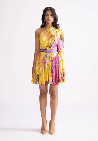 Mischa Printed Yellow Dress by Saaksha & Kinni, available on Indiaspopup.com