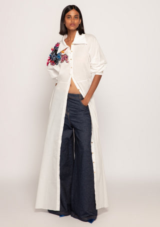 Saaksha & Kinni-White Maxi Shirt Dress And Jeans-INDIASPOPUP.COM