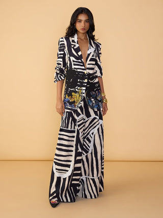 Skylar black and white blazer and palazzo
