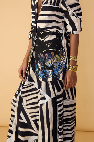 Skylar black and white blazer and palazzo