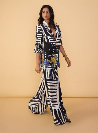 Skylar black and white blazer and palazzo