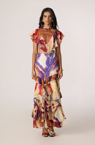 Elena multicolor blouse with Marieya skirt