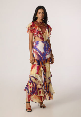 Elena multicolor blouse with Marieya skirt