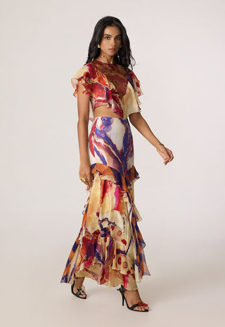 Elena multicolor blouse with Marieya skirt