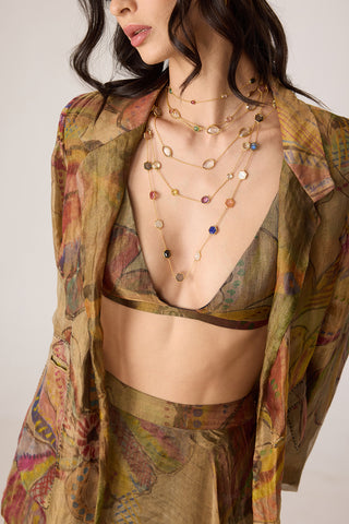 Micah gold blazer with Arleth bralette and Revah skirt