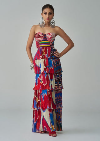 Helena Abstract Printed Tiered Dress by Saaksha & Kinni, available on Indiaspopup.com