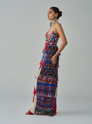 Helena abstract printed tiered dress