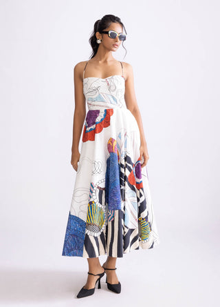 Marilyn Ivory Tribal Printed Dress by Saaksha & Kinni, available on Indiaspopup.com