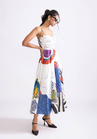 Marilyn Ivory Tribal Printed Dress by Saaksha & Kinni, available on Indiaspopup.com