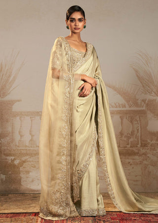 Ridhi Mehra-Resham Silver Green Sari Set-INDIASPOPUP.COM