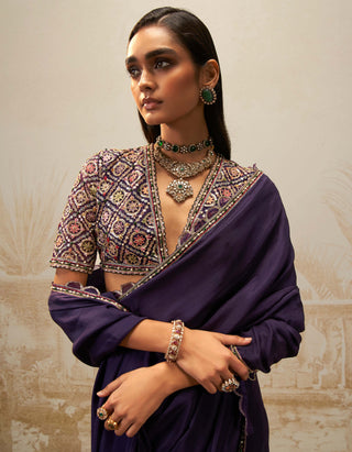 Ridhi Mehra-Rangrez Purple Sari Set-INDIASPOPUP.COM