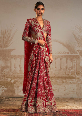 Ridhi Mehra-Sagan Embroidered Sari Skirt Set-INDIASPOPUP.COM
