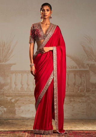 Ridhi Mehra-Lagan Red Sari Set-INDIASPOPUP.COM