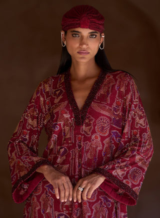 Nebeth maroon tunic and pant set