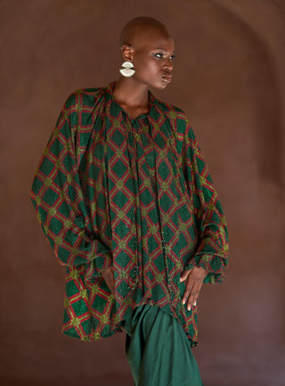 Raneem crystal green tunic and skirt