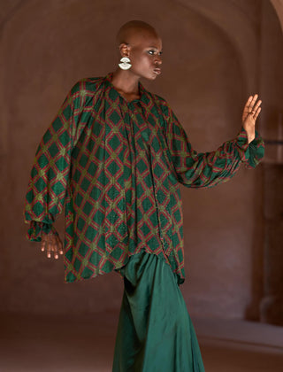 Raneem crystal green tunic and skirt