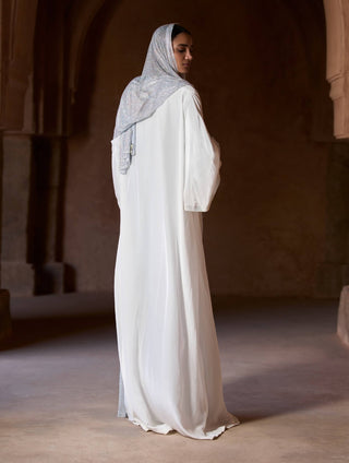 Sharifa white abaya and jacket set