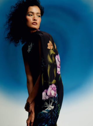 Cobalt passion printed scarf gown