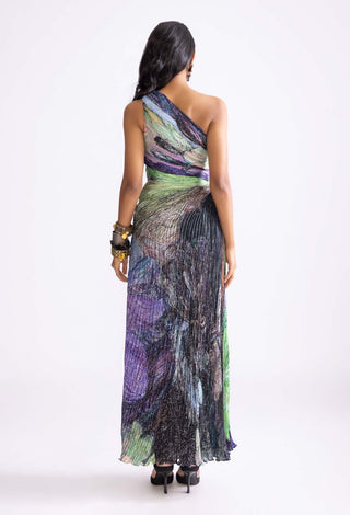 Cleo Multicolor Pleated Maxi Dress by Saaksha & Kinni, available on Indiaspopup.com