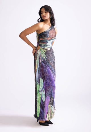 Cleo Multicolor Pleated Maxi Dress by Saaksha & Kinni, available on Indiaspopup.com