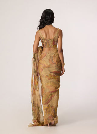 Agatha gold sari with Malaika blouse